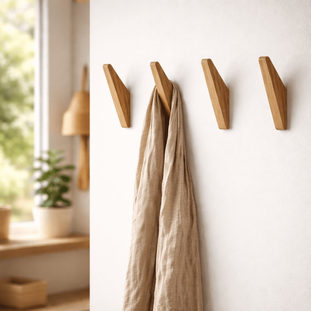 Wandkapstok Hout Set van 2/4/6/8 Haken Natuurlijk Tweekleurig Hal Slaapkamer Bohemian Stijl Wandmontage | Sulvida