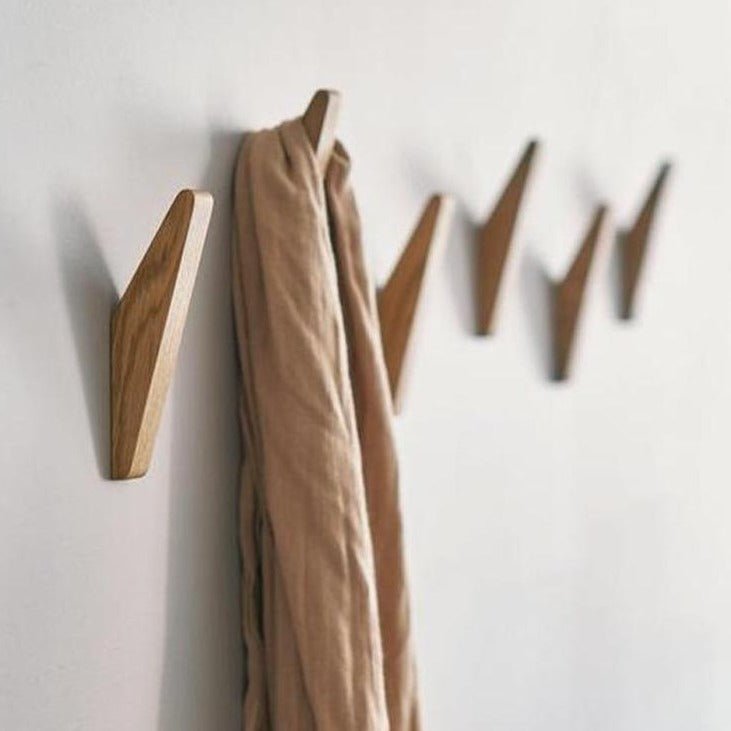 Wandkapstok Hout Set van 2/4/6/8 Haken Natuurlijk Tweekleurig Hal Slaapkamer Bohemian Stijl Wandmontage | Sulvida