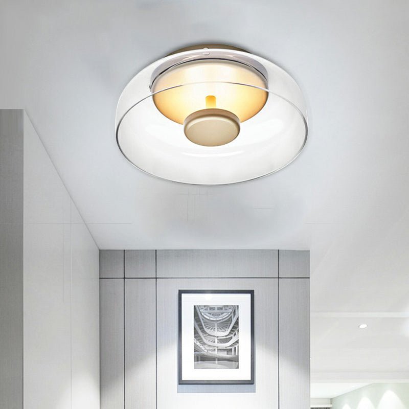 Plafondlamp modern glas metaal 23cm rookgrijs warmwit LED woonkamer plafondverlichting inbouwlamp design | Sulvida