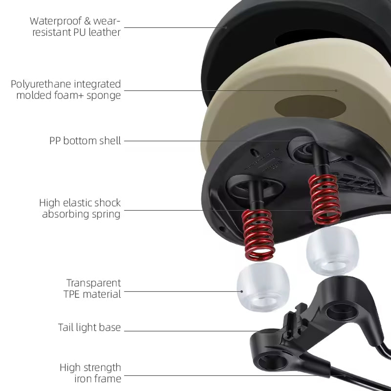 Selle de vélo ergonomique pour VTT avec maille respirante et suspension à ressort pour un confort optimal lors des longues sorties | Sulvida