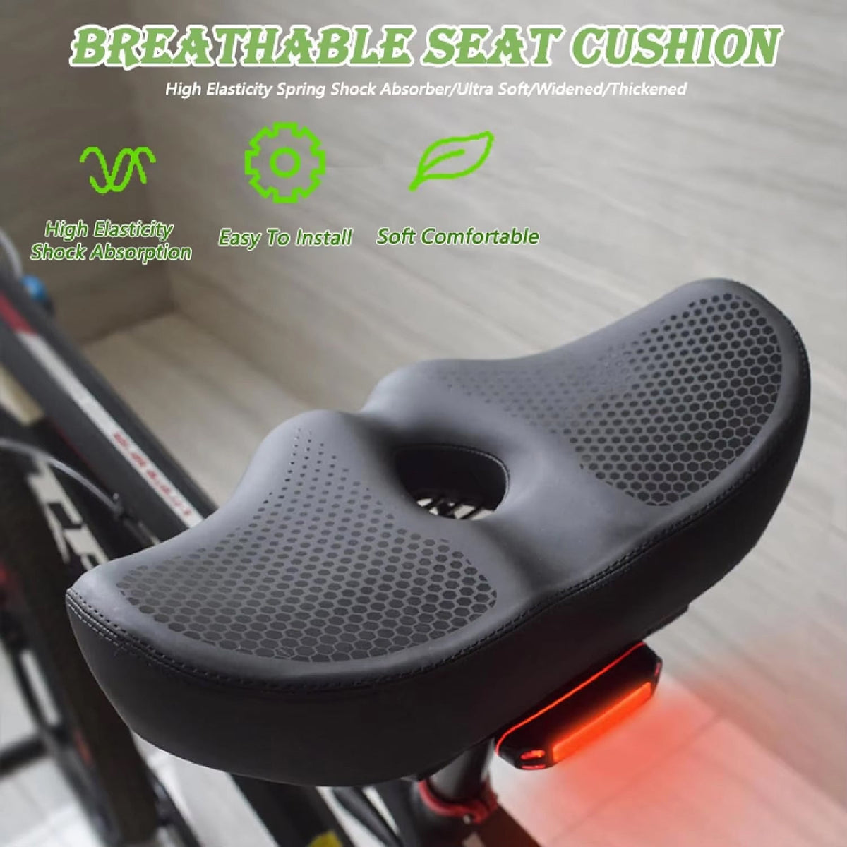 Selle de vélo sans nez confortable avec système de suspension pour les longues sorties, réduction optimale de la pression et confort d’assise | Sulvida
