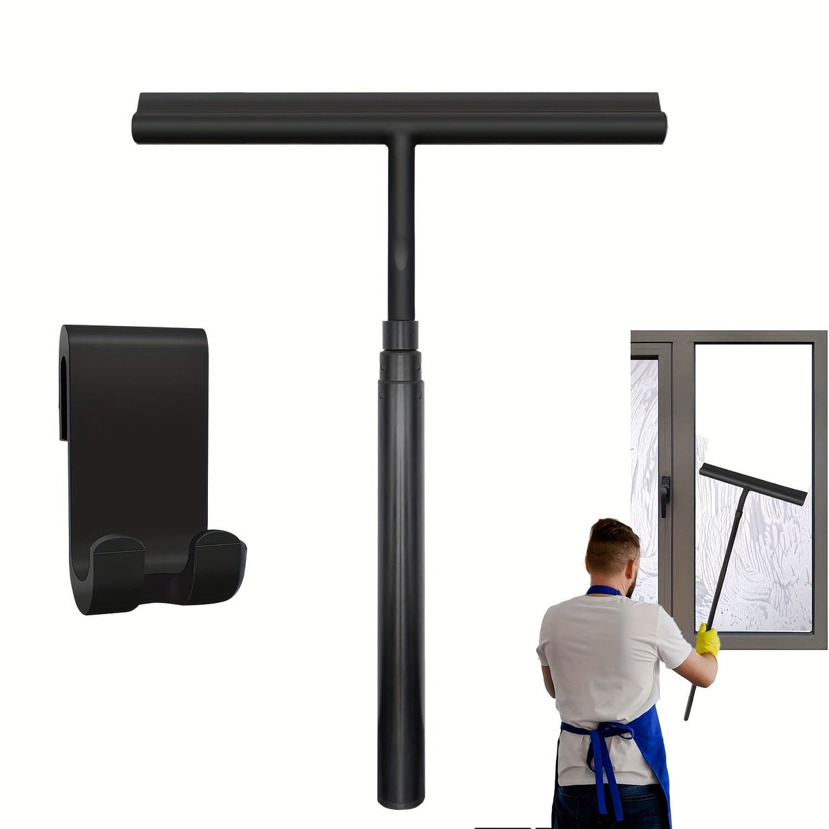 Uitschuifbare Raamwisser Douche 107 cm met Wandhouder Trekker voor Badkamer Vloer Glas Ramen Schoonmaak | Sulvida