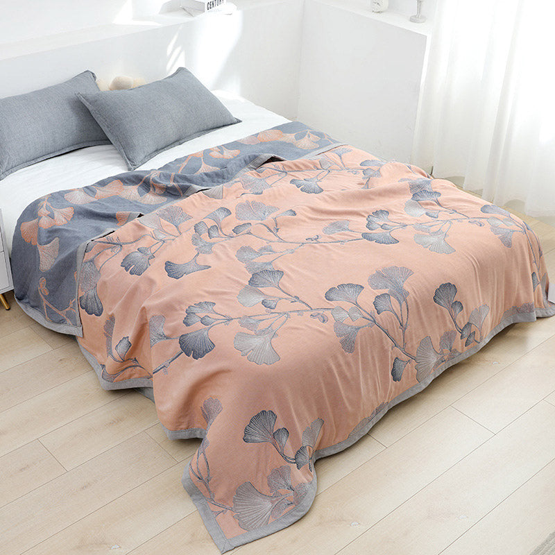 Omkeerbaar Dekbed met Ginkgo Bladmotief – Zomerdeken Katoen Gaas voor Tweepersoonsbed Queen King Bed Airconditioning Deken | Sulvida