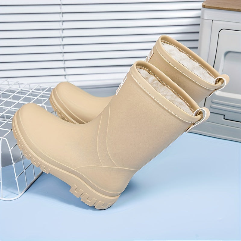 Bottes de pluie imperméables pour femme, doublure en polaire, chaussures d’hiver à enfiler, chaudes et doublées, après-ski confortables | Sulvida