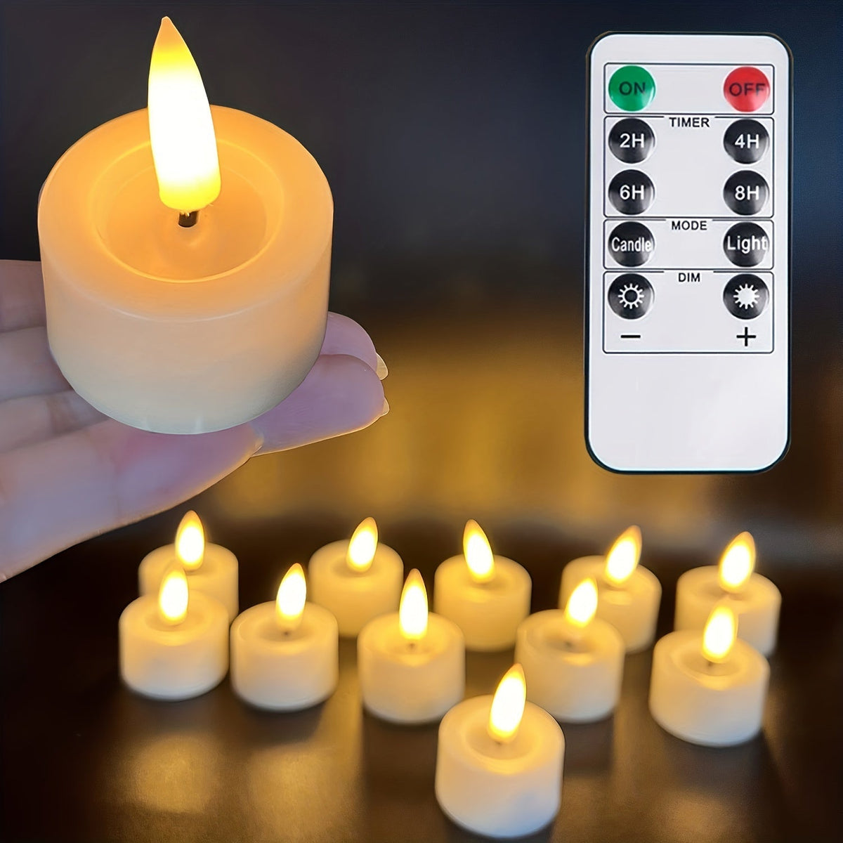 Flamloze LED-theelichtjes met afstandsbediening timer dimbaar sfeerverlichting warm wit neplicht veilig | Sulvida