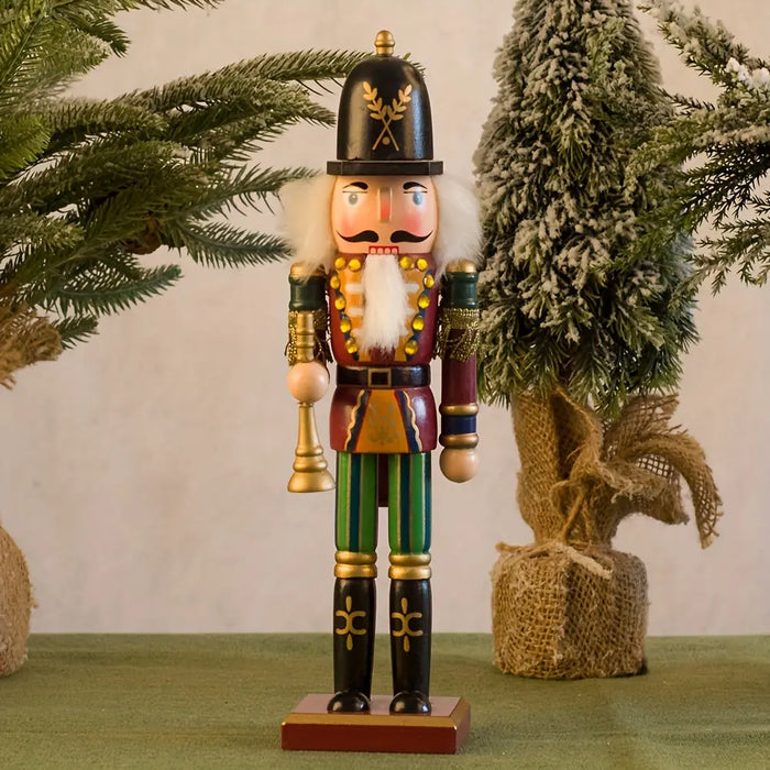 Houten Notenkraker Soldaat Kerstdecoratie Traditioneel Ambachtelijk Figuur voor Tafel en Vensterbank | Sulvida