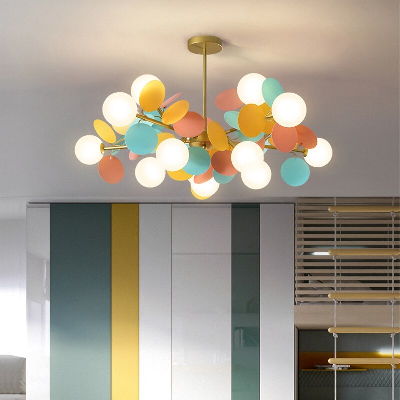 Hangkroonluchter Bloementak Gekleurd Glas voor Woonkamer Eetkamer Slaapkamer Plafondverlichting LED Lamp | Sulvida