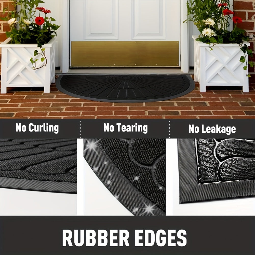 Halfronde Deurmat Rubber Antislip Binnenshuis Buitenshuis Entree Vuilvanger Duurzaam Weerbestendig 43×75 60×90 | Sulvida