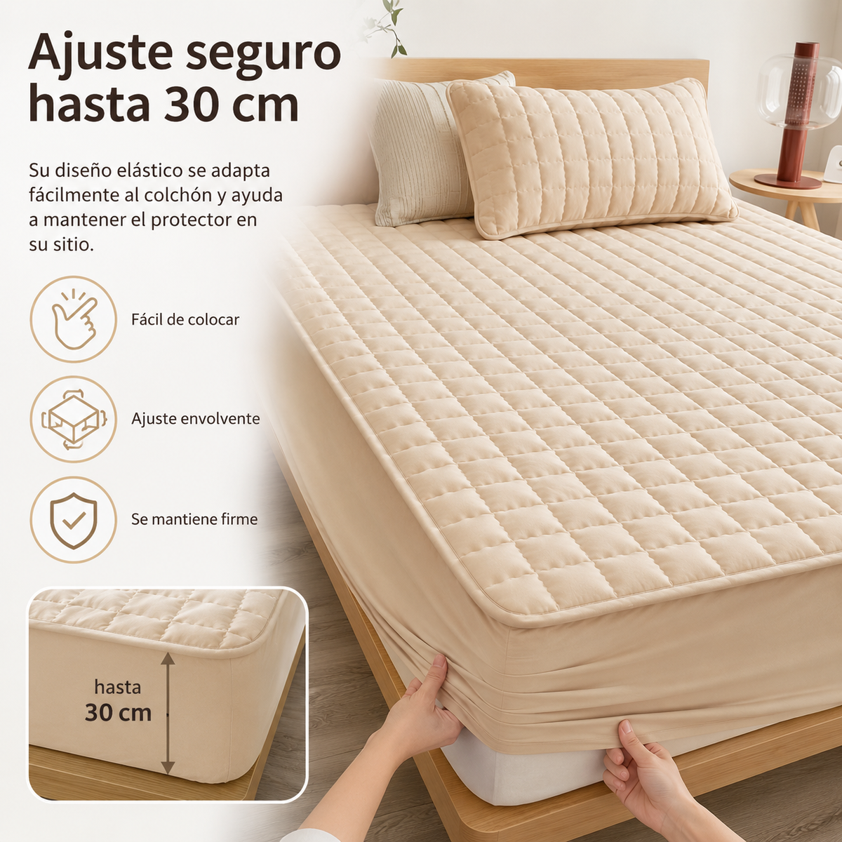 Waterdicht Matrasbeschermers Molton met Zachte Vulling 30 cm Hoog voor Eenpersoonsbed Tweepersoonsbed | Sulvida