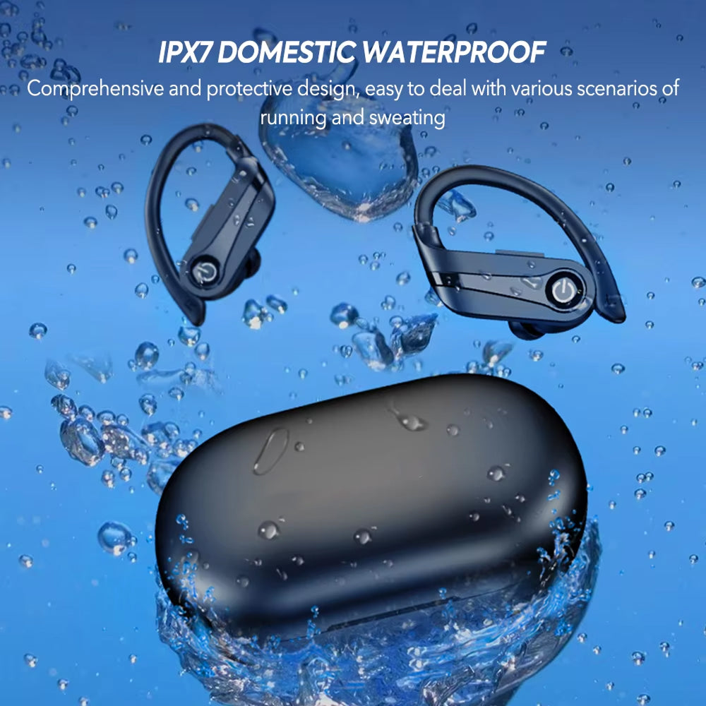 Écouteurs intra-auriculaires sans fil Bluetooth étanches IPX7, casque de sport, autonomie de 200 heures, maintien ferme | Sulvida