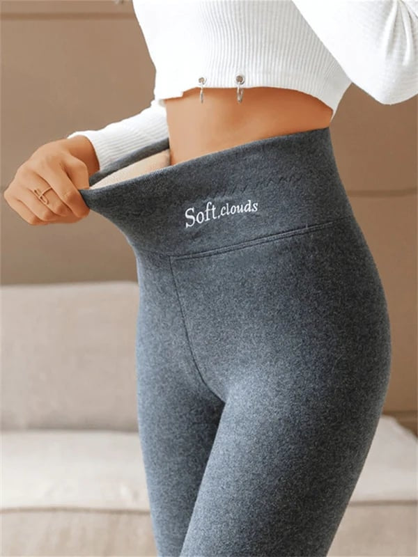 Dames Legging Fleecevoering Hoge Taille Zwart Grijs Lichtgrijs Winter Thermobroek Stretch Comfortabel | Sulvida