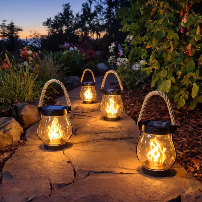 Solar Buitenlantaarn met Flakkerlicht | Dansende Vlam LED Tuinlantaarn Zonne-energie Waterdicht Ophangbaar | Sulvida