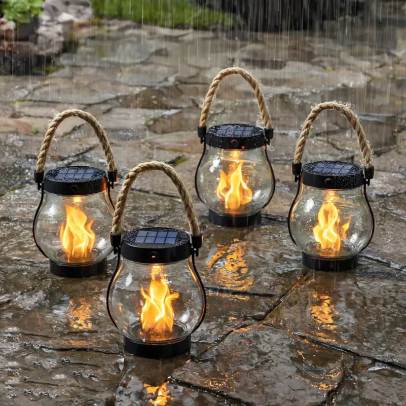Solar Buitenlantaarn met Flakkerlicht | Dansende Vlam LED Tuinlantaarn Zonne-energie Waterdicht Ophangbaar | Sulvida