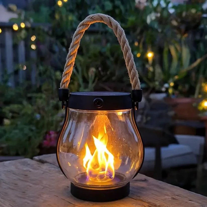 Solar Buitenlantaarn met Flakkerlicht | Dansende Vlam LED Tuinlantaarn Zonne-energie Waterdicht Ophangbaar | Sulvida
