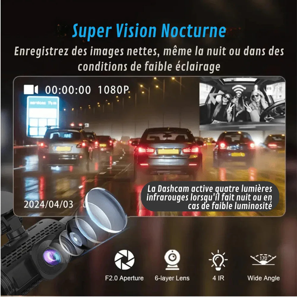 360 Graden Dashcam Auto met 4 Full HD Camera's Parkeerstand Nachtzicht en Complete Rondom Beveiliging | Sulvida