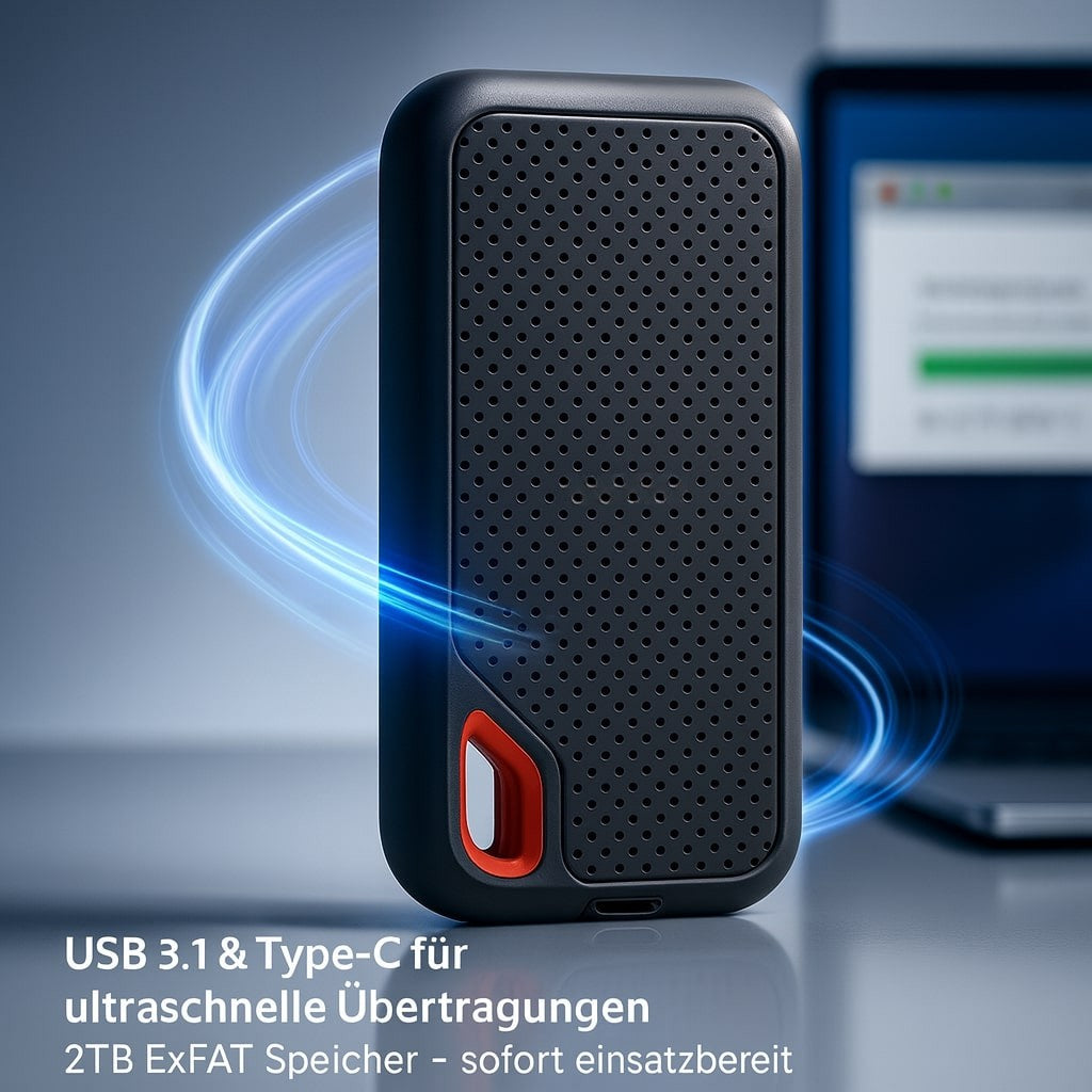 Externe SSD Harde Schijf 2TB – Draagbare Opslag voor Laptop Desktop Smartphone – Plug & Play USB 3.1 Type-C | Sulvida