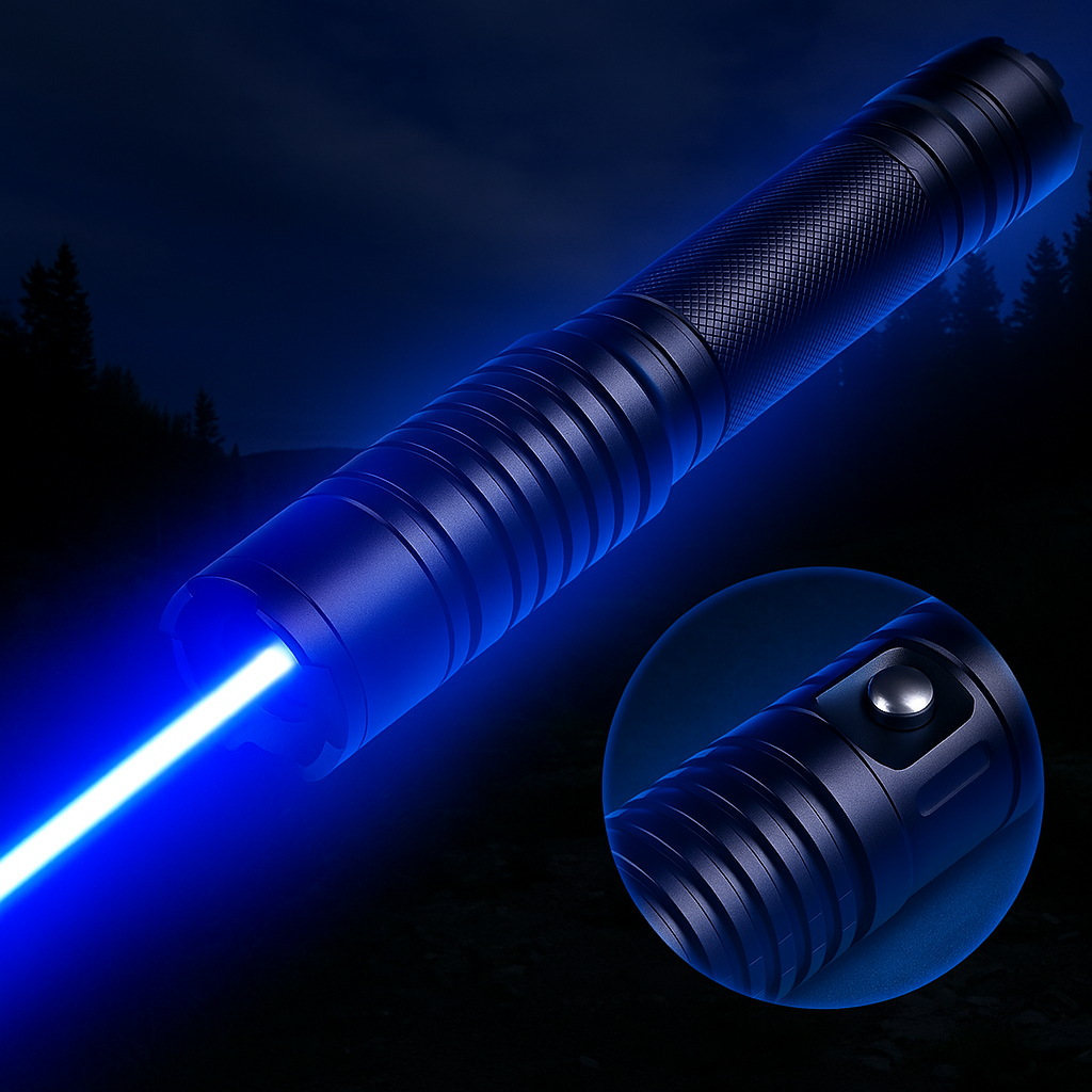 Hoogvermogen Laserlampe Blauw 450nm Aluminium Zaklamp Outdoor Survival Kamperen Noodverlichting 5000m+ Bereik | Sulvida