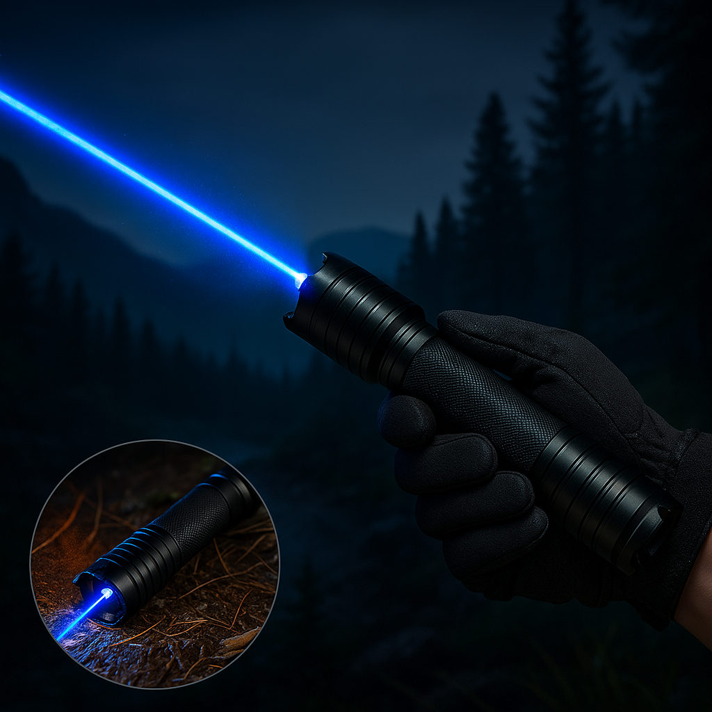 Hoogvermogen Laserlampe Blauw 450nm Aluminium Zaklamp Outdoor Survival Kamperen Noodverlichting 5000m+ Bereik | Sulvida