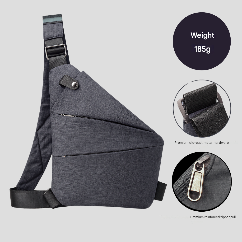 Compacte schoudertas met verborgen ritsen RFID antidiefstal bescherming in grijs navy paars groen zwart rood | Sulvida