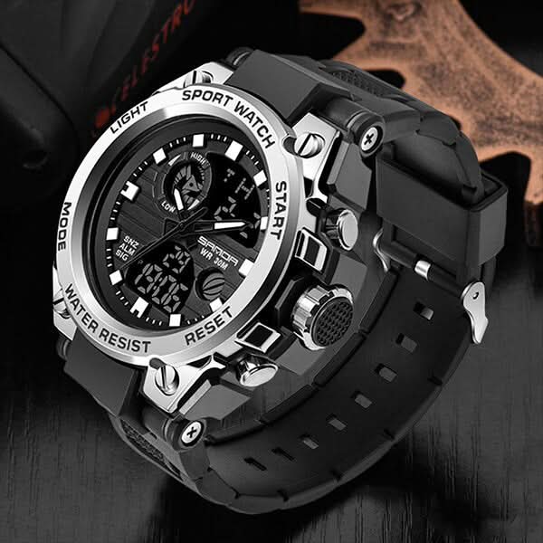 Herenhorloge Militaire Stijl Analoog-Digitaal Display Roestvrij Staal Siliconen Band Sport Polshorloge | Sulvida