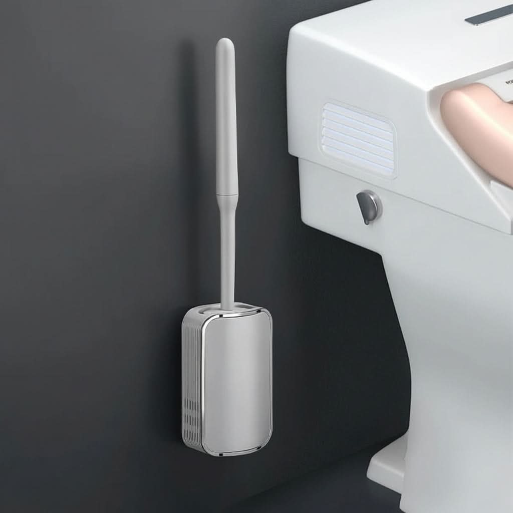 Wandmontage Toiletborstel met Sneldrogende Houder Zwart Goud Zilver Hygiënisch Badkamer Schoonmaakset | Sulvida
