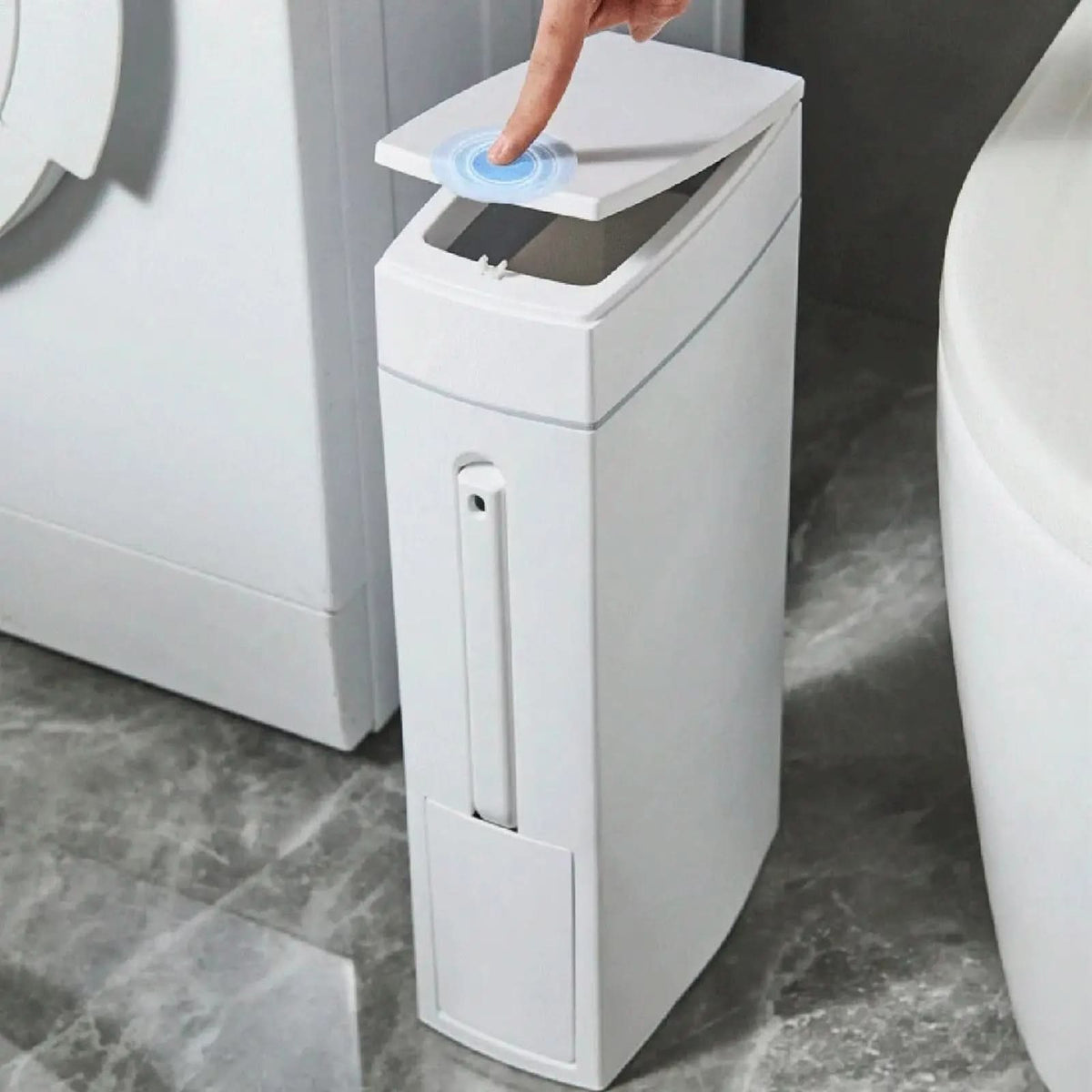 Smalle Prullenbak met Geïntegreerde WC-Borstel | Compacte Badkamer Afvalbak 4,5L | Ruimtebesparend Toilet | Sulvida