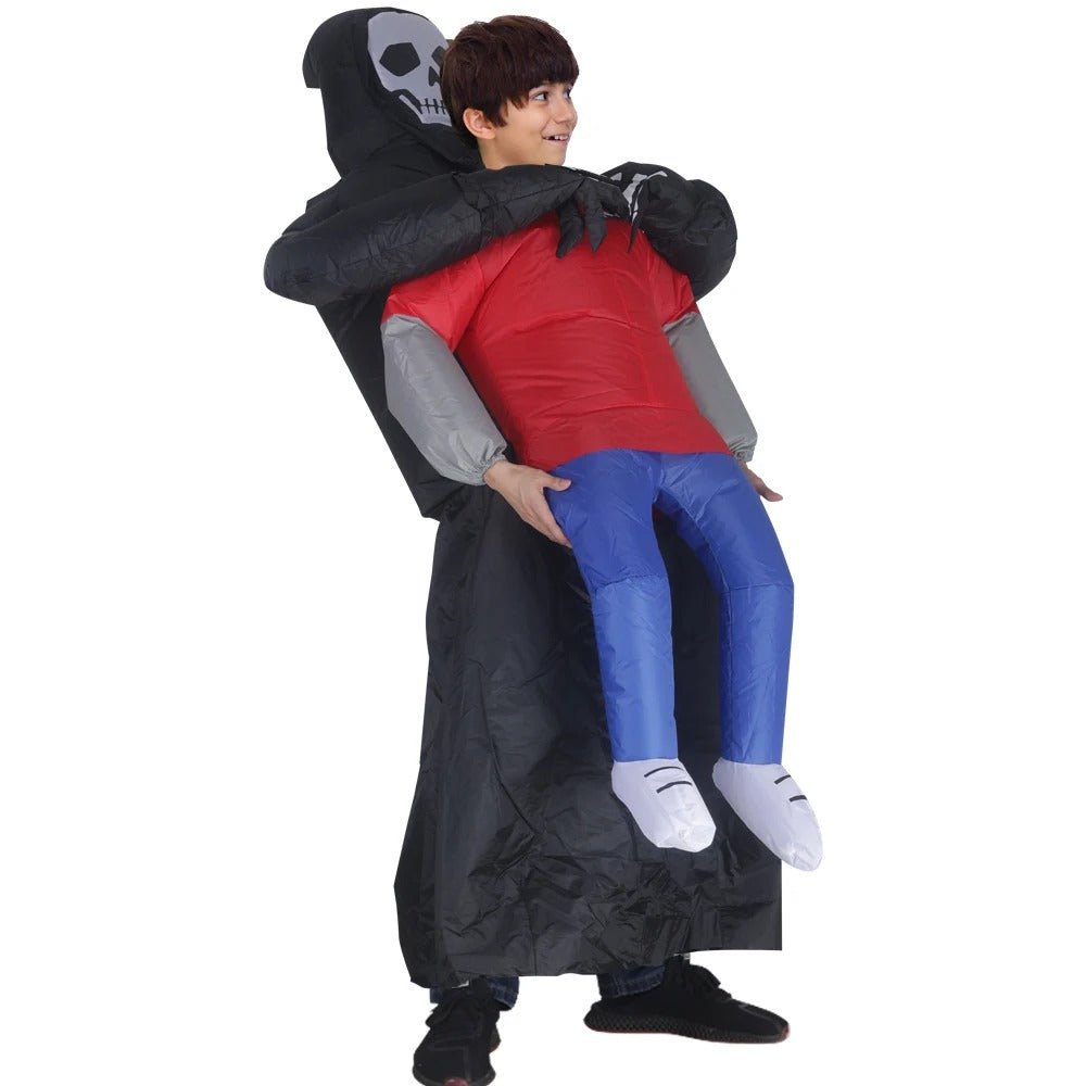 Opblaasbaar Magere Hein Kostuum met Masker voor Volwassenen Halloween Themafeest Verkleedkleding Carnaval | Sulvida