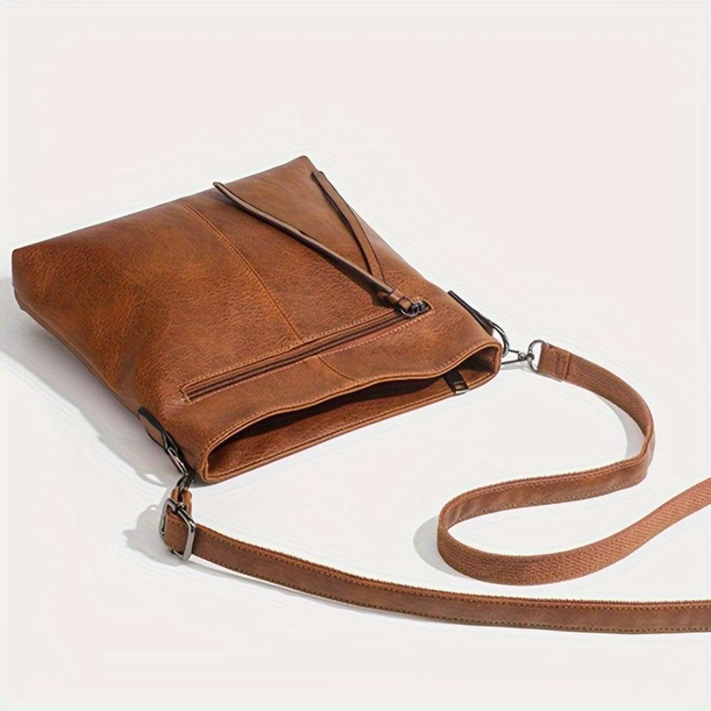 Vierkante Crossbody Tas Retro Vintage Schoudertas Bruin Kunstleer Dames Elegante Compacte Handtas Mode | Sulvida