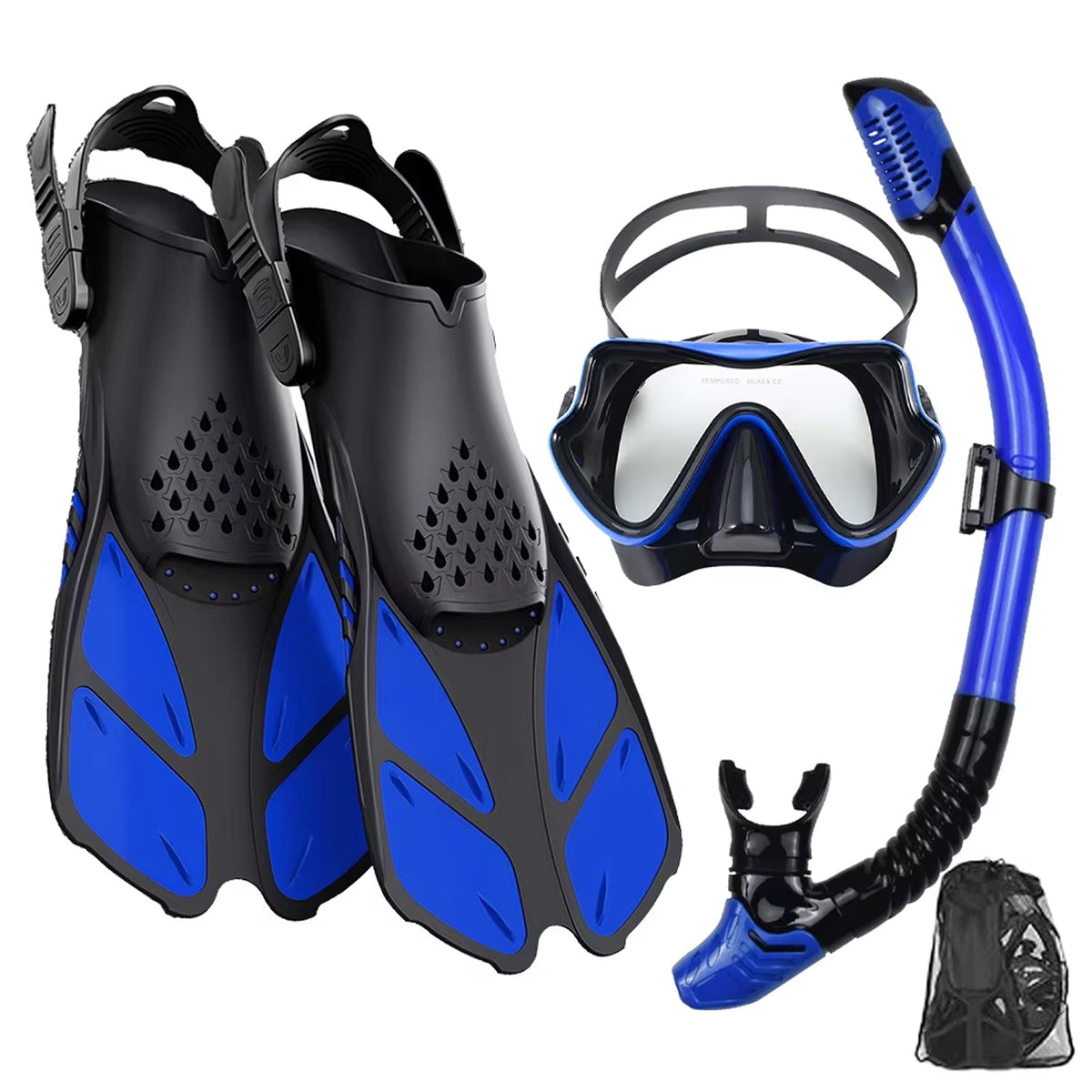 Set de plongée avec tuba, palmes, masque et tuba pour adultes – Vue panoramique et tuba à embout sec – Natation | Sulvida
