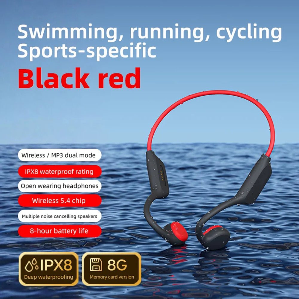 Casque de natation étanche à conduction osseuse, 32 Go, Bluetooth sans fil, MP3, pour la natation, les sports nautiques et la plongée