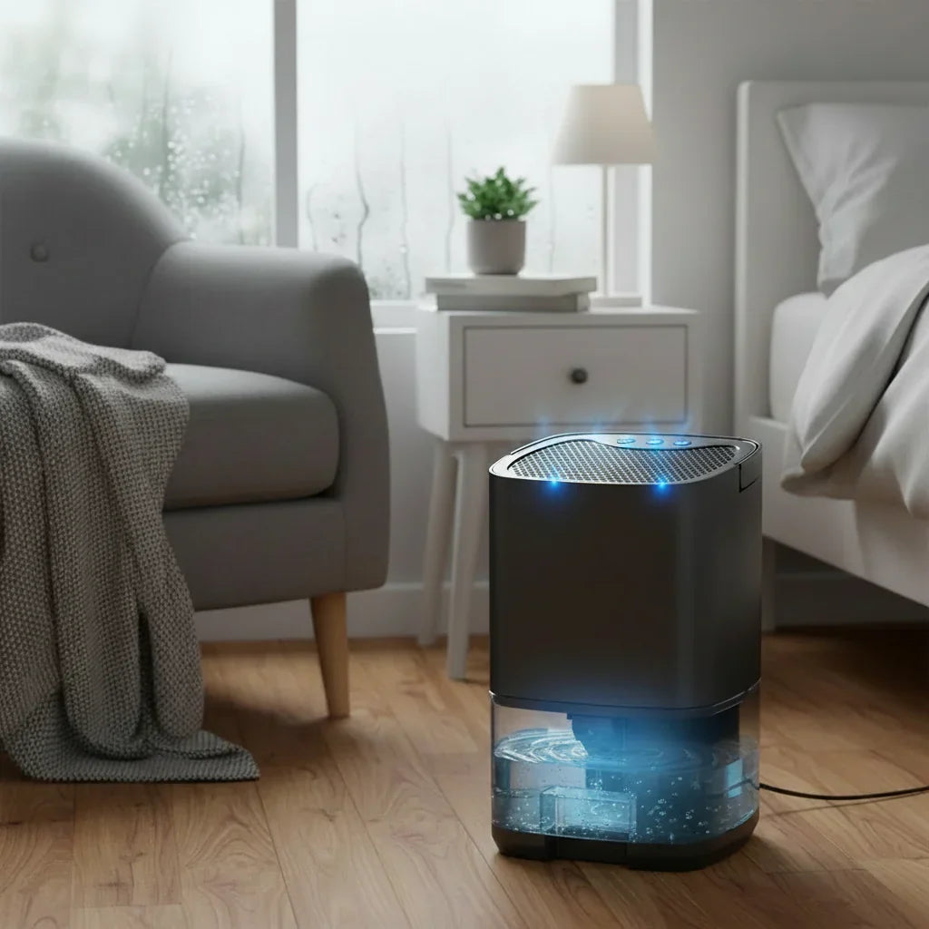 Compacte Draagbare Luchtontvochtiger Geruisloos Vochtbestrijding voor Badkamer Slaapkamer Kantoor Thuis | Sulvida
