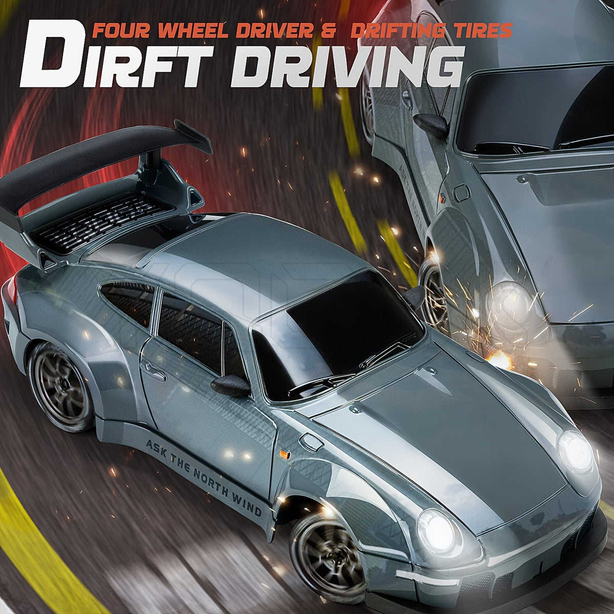 RC Driftauto 1:24 Schaal met Verlichte Wielen 4WD Aandrijving Radiografisch Bestuurd Race Speelgoed voor Kinderen | Sulvida