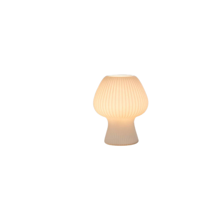 Glazen Paddenstoellamp Tafellamp Vintage Sfeerlicht Bedlampje Geribbeld Glas Warm Licht Dimbaar Slaapkamer Nachtkastje | Sulvida