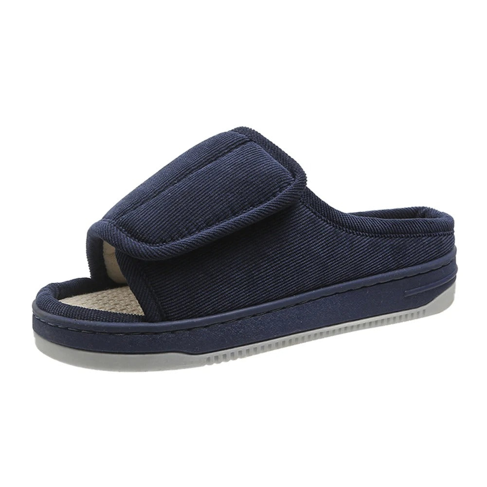 Verstelbare pantoffels voor gezwollen voeten open teen dames heren diabetische slippers extra comfort brede pasvorm | Sulvida