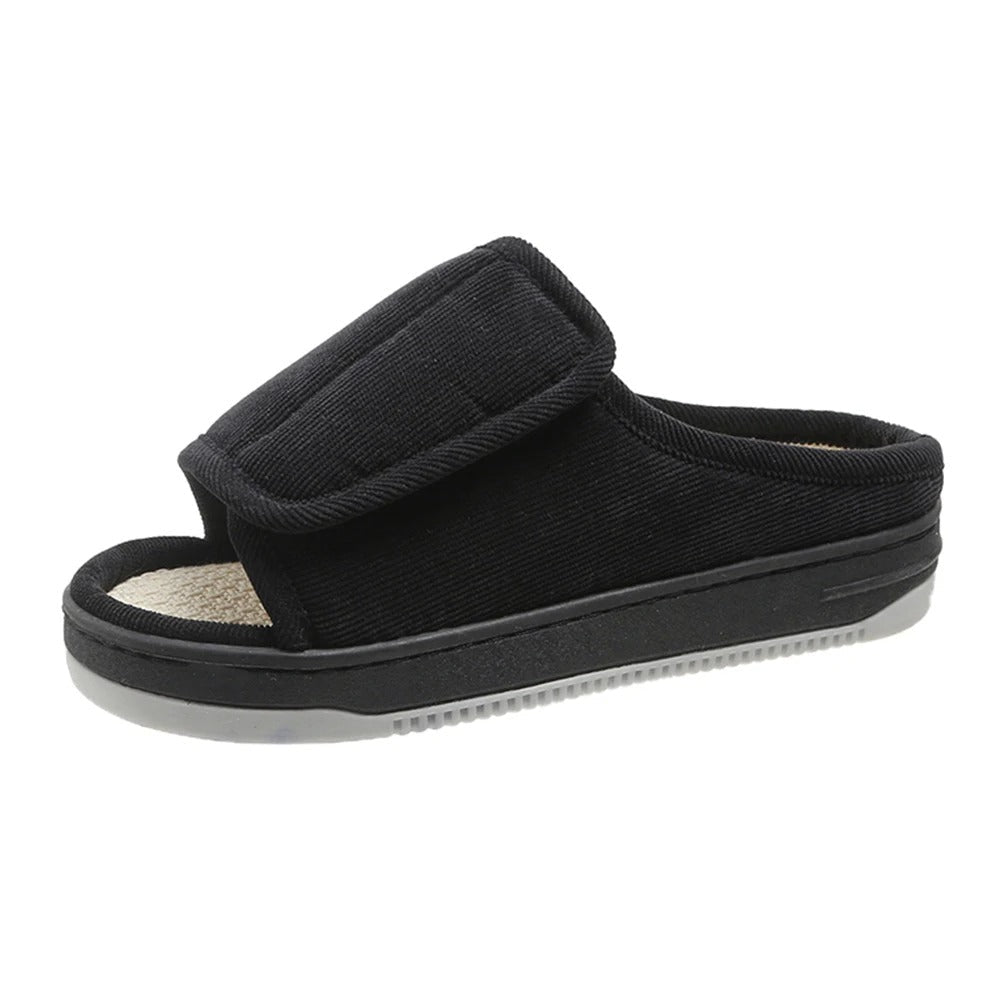 Verstelbare pantoffels voor gezwollen voeten open teen dames heren diabetische slippers extra comfort brede pasvorm | Sulvida