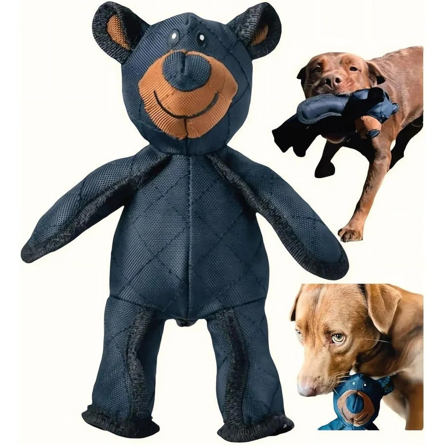 Jouet en forme d’ours pour chien en toile résistante, avec coutures renforcées, jouet à mâcher et à câliner, jouet interactif pour animal de compagnie | Sulvida