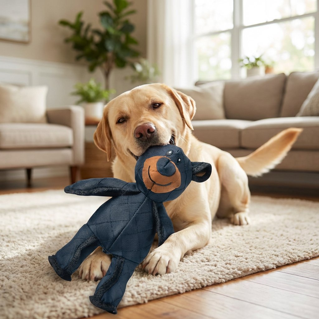 Jouet en forme d’ours pour chien en toile résistante, avec coutures renforcées, jouet à mâcher et à câliner, jouet interactif pour animal de compagnie | Sulvida