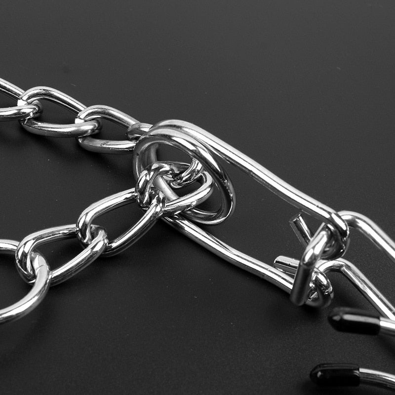 Verstelbare Hondenhalsband met Rubberen Pinnen voor Gedragscorrectie Training Opvoeding Metaal Zwart | Sulvida