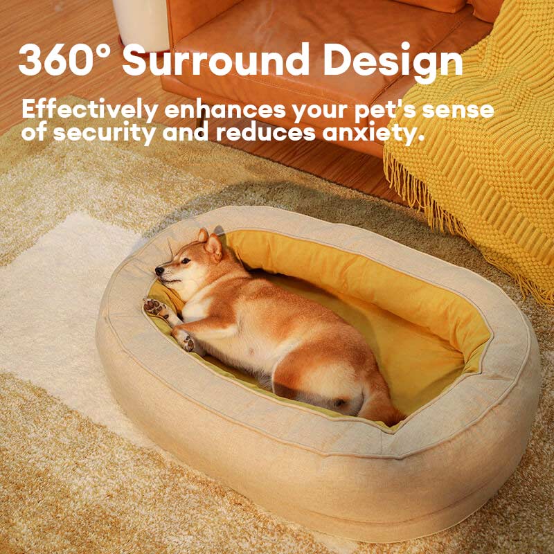 Orthopedische Donut Hondenmand met Hoge Rand Wasbaar Comfortabel Grijs Bruin Groen voor Grote Kleine Honden | Sulvida
