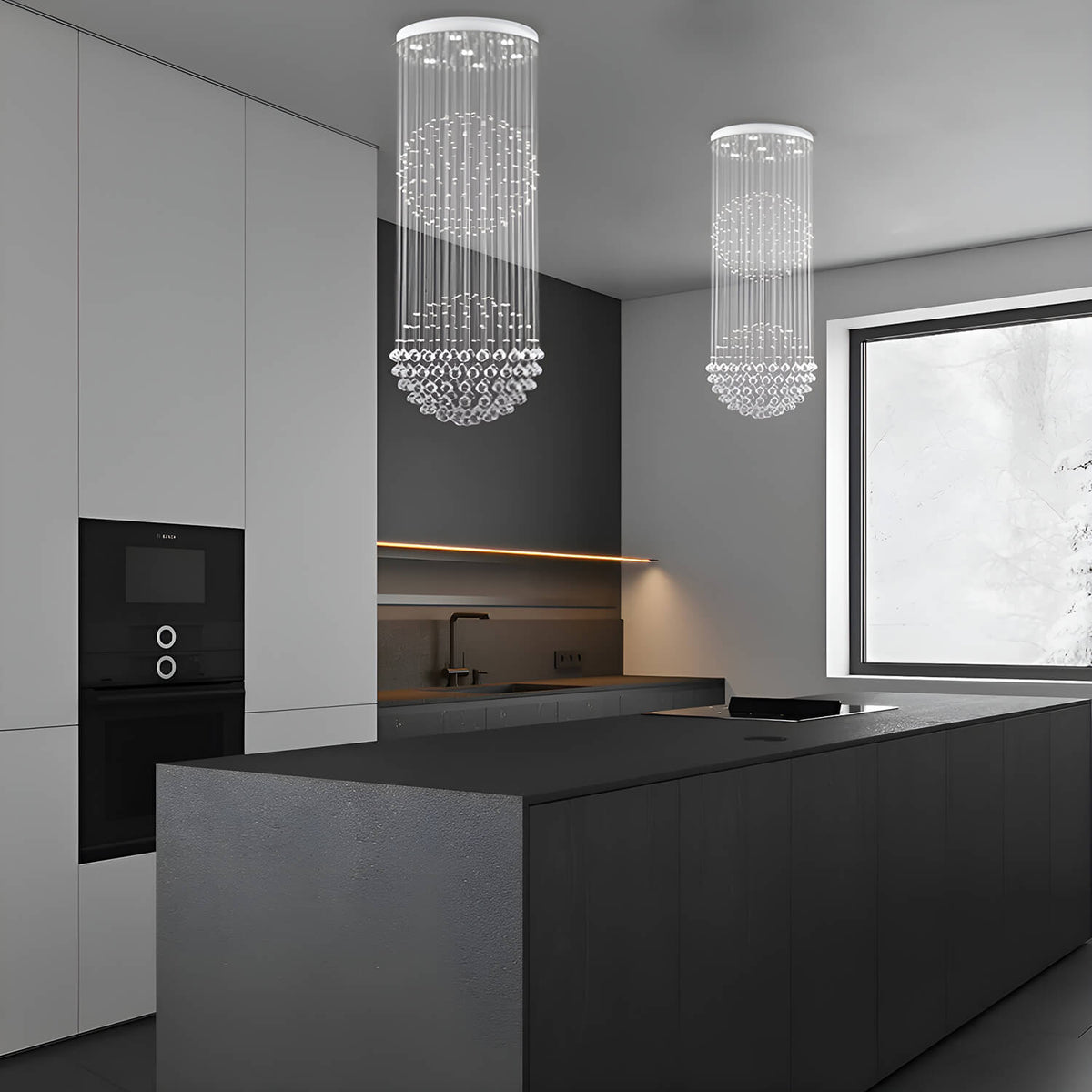 Kristallen kroonluchter met druppelvormig design chroom voor woonkamer trap entree keuken hal kantoor | Sulvida