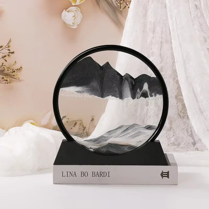 Bewegende Zandkunst 25×20 cm Decoratief Glasframe Ontspanningsbeeld Vier Kleuren Woonaccessoire Bureaudecoratie | Sulvida
