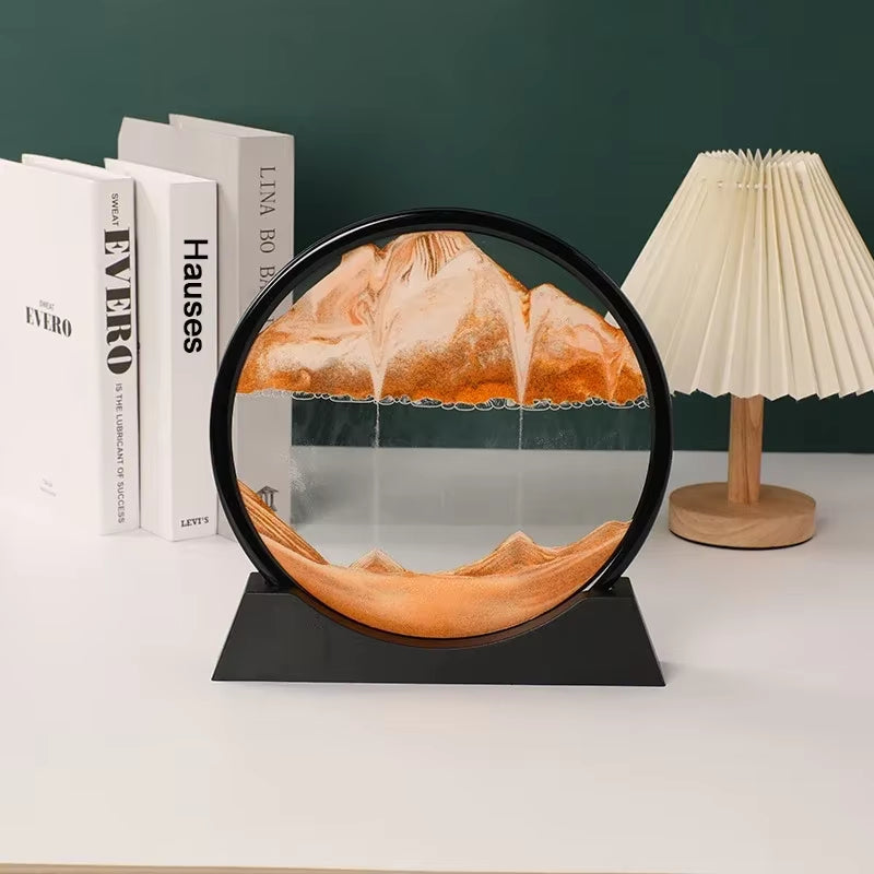 Bewegende Zandkunst 25×20 cm Decoratief Glasframe Ontspanningsbeeld Vier Kleuren Woonaccessoire Bureaudecoratie | Sulvida