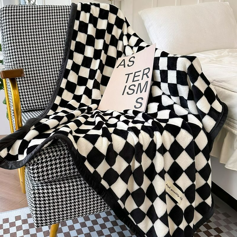 Geruite Fleeceplaid Koraalvlies Woonkamer Slaapkamer Decoratieve Gooiplaid Zachte Warme Deken Bank Sofa | Sulvida