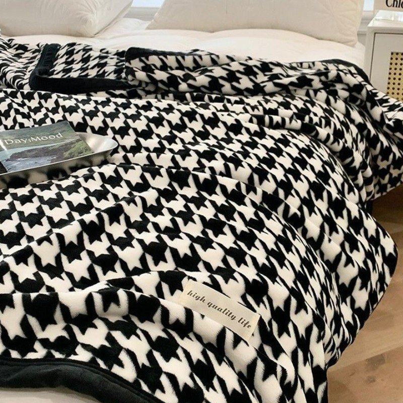 Geruite Fleeceplaid Koraalvlies Woonkamer Slaapkamer Decoratieve Gooiplaid Zachte Warme Deken Bank Sofa | Sulvida