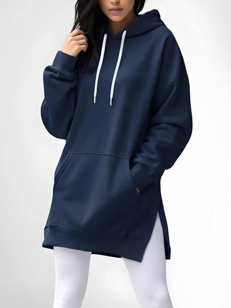Oversized Hoodie Dress Dames Lange Zachte Trui Jurk met Capuchon Loungewear Comfortabel Winterkleding | Sulvida