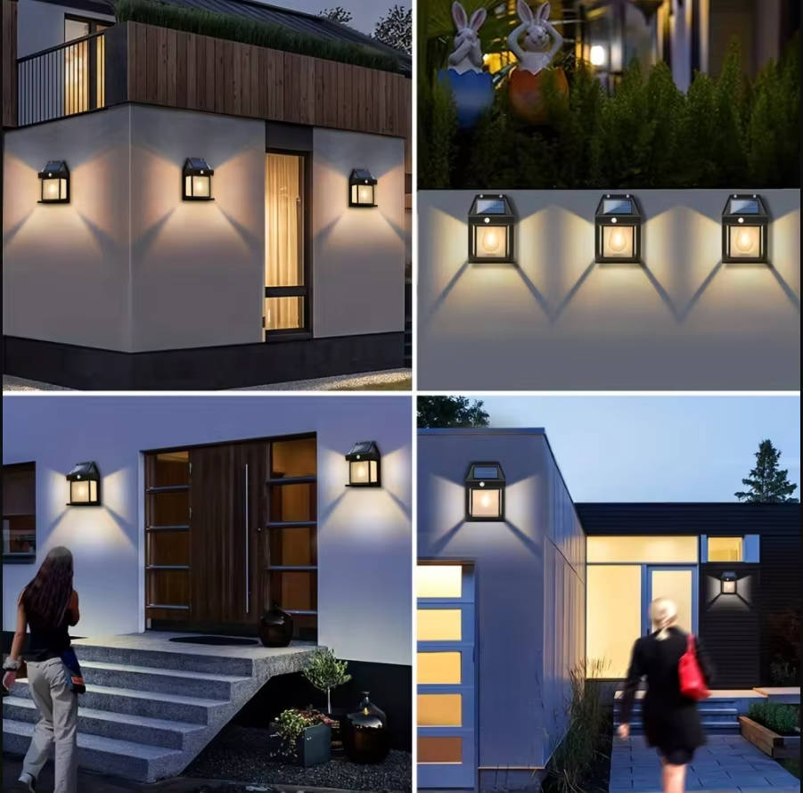 Zonne-energie wandlamp 2 stuks 8W buiten met bewegingssensor IP65 waterdicht 600 lumen tuinverlichting | Sulvida