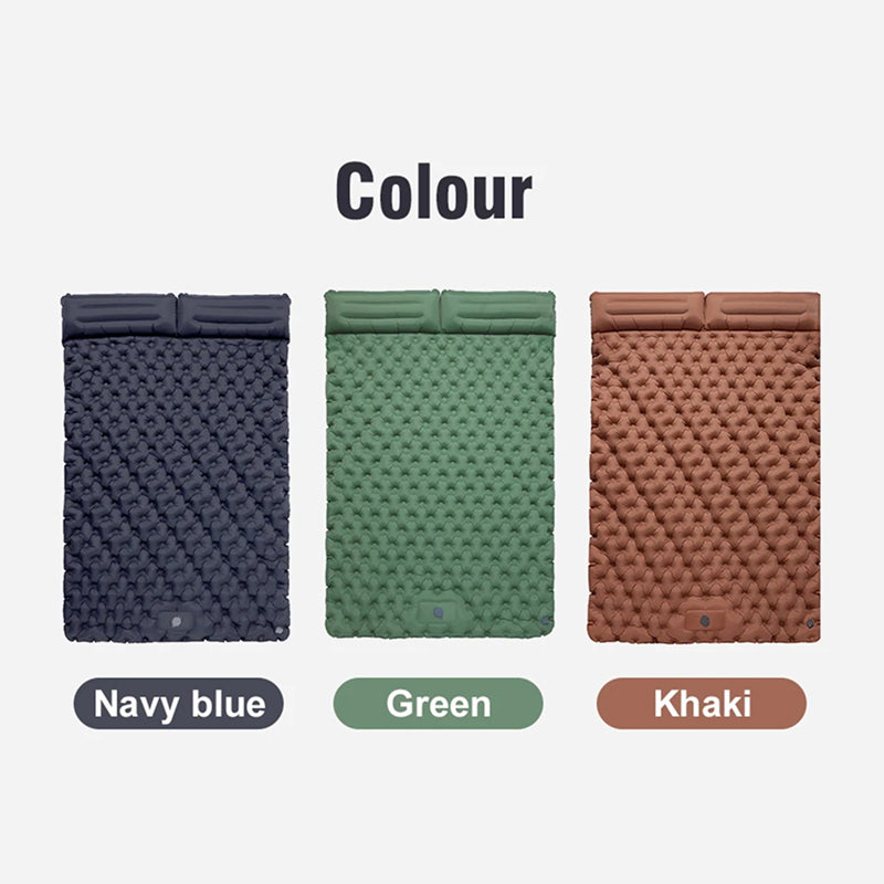 Matelas de camping gonflable pour 2 personnes avec pompe intégrée, imperméable en TPU et nylon, 200x130cm, camping en plein air | Sulvida