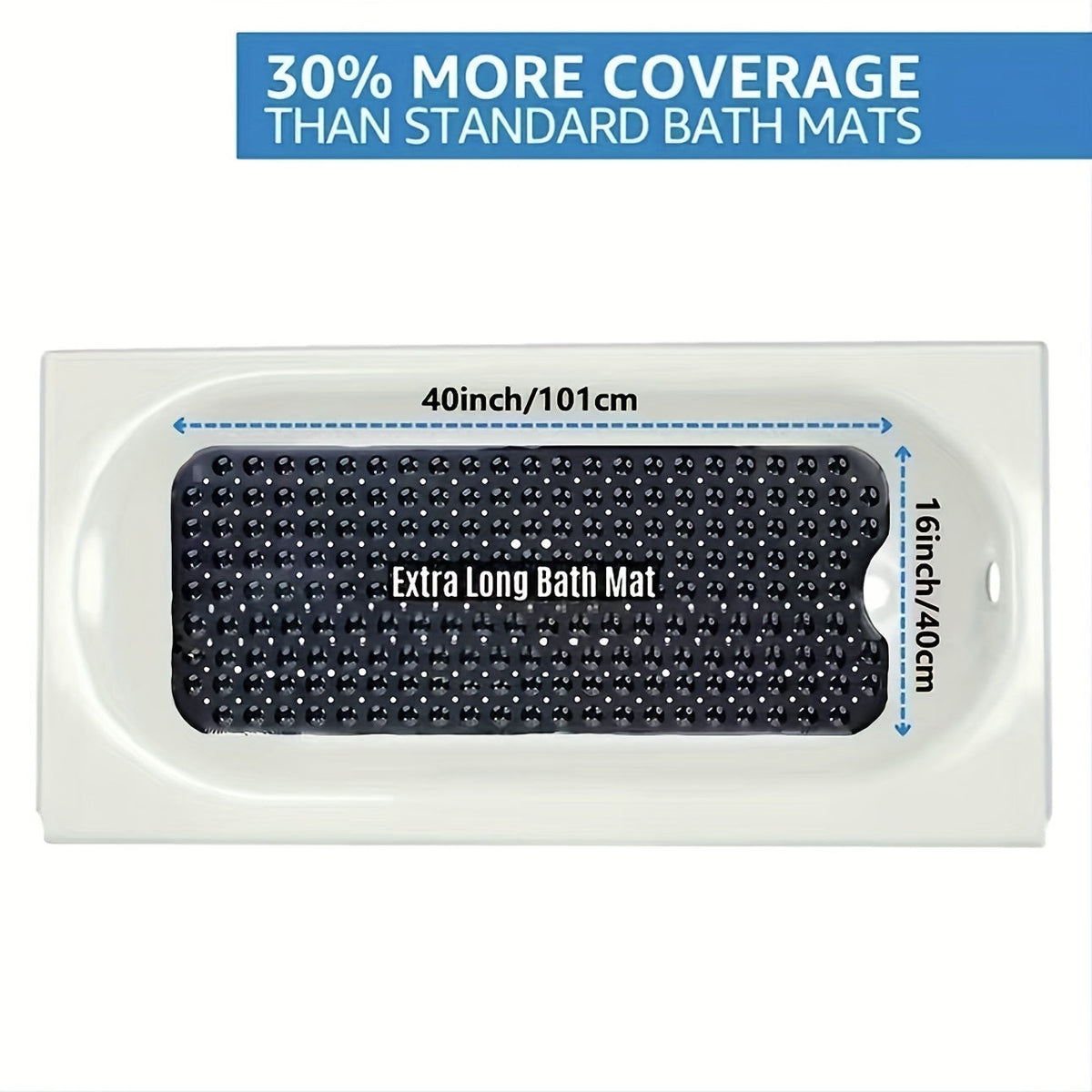 Badmat Antislip Extra Lang 101×40 cm met Zuignappen voor Bad en Douche Veilig Hygiënisch Badkameraccessoire | Sulvida