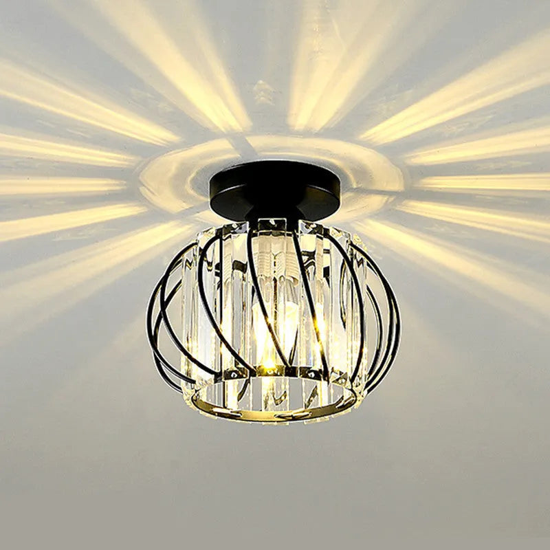 Kristallen Plafondlamp Metaal met E27 Fitting Goud Zwart Woonkamer Gang Eetkamer Luxe Moderne Verlichting | Sulvida