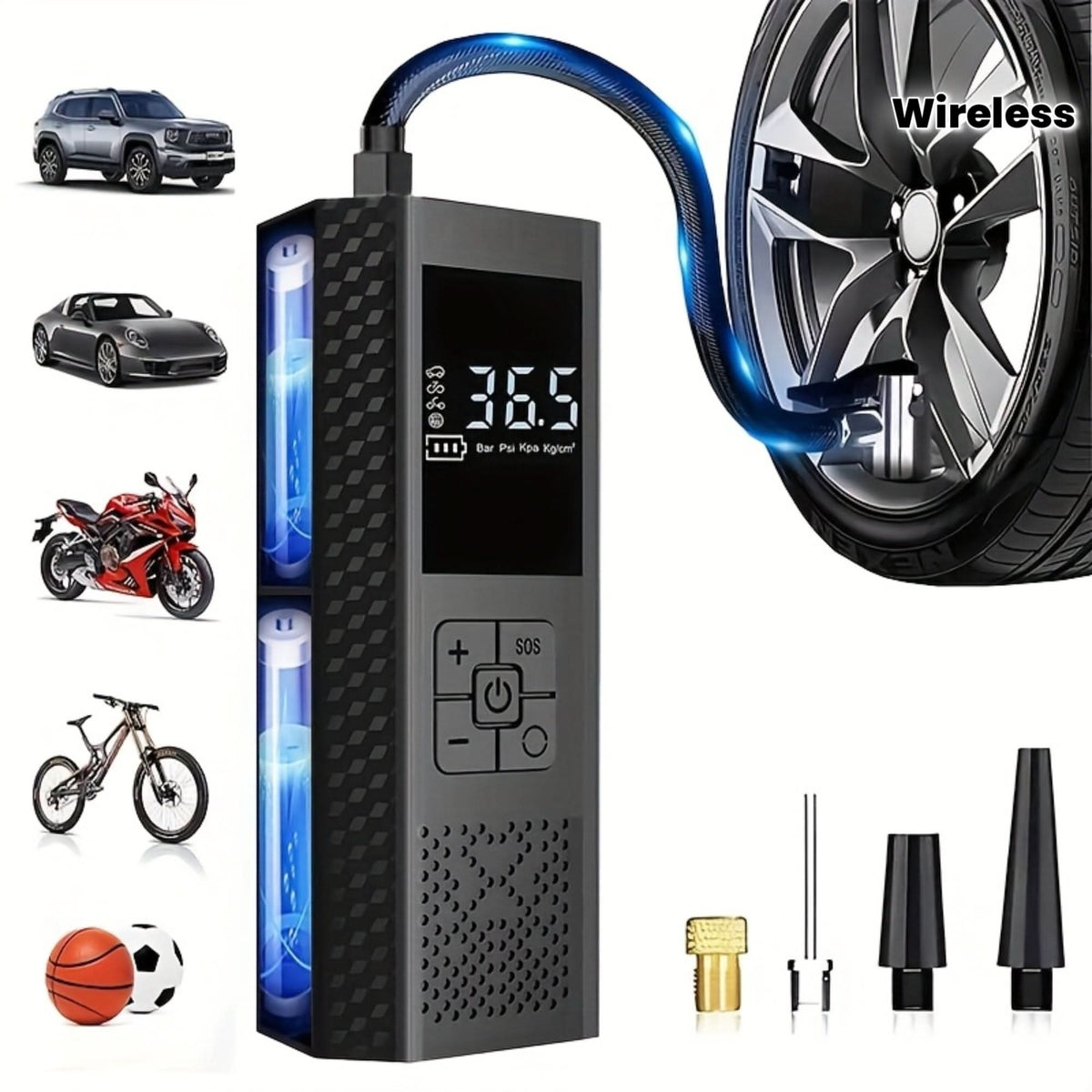 Draadloze Compacte Bandenpomp 150 PSI voor Auto Motor Fiets Elektrische Luchtcompressor Draagbaar Snel | Sulvida